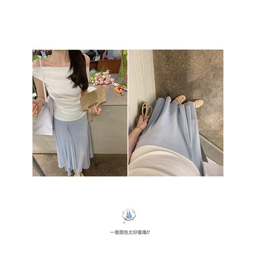 金蘑菇菇 斜肩与灵动感半裙的微妙感/ 荡领top+半裙 商品图3