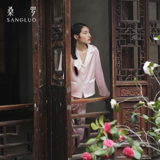 桑罗23姆米睡衣套装桑蚕丝女长袖家居服可外穿 商品图2