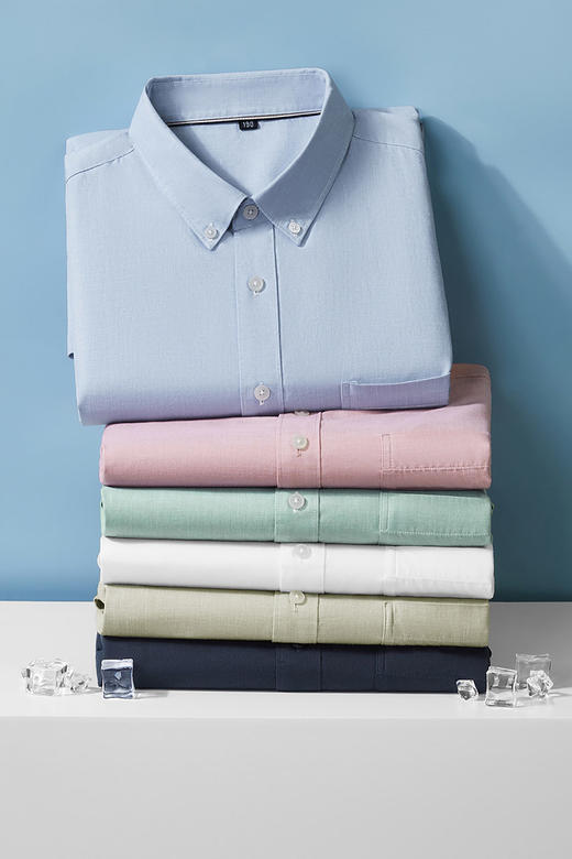 【DM】【棉麻】大依优型大码男装夏季纯色短袖衬衫商务休闲上衣多色可选 商品图5