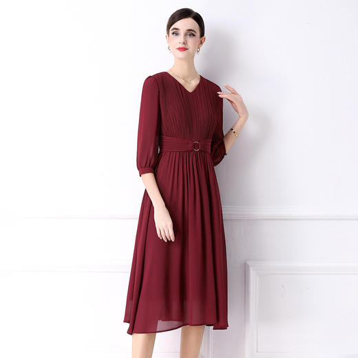 「高货deo」全新升级【铂金会员441/天猫599/差价158】(12654)洛诗琳气质雪纺连衣裙2026春季优雅通勤收腰显瘦A字裙 商品图1