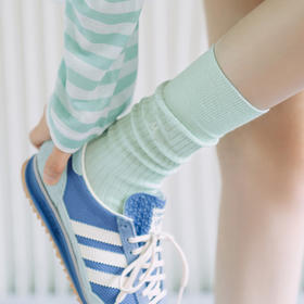 靴下物袜子女薄款堆堆小腿袜M刺绣设计miu系纯色款透气中长筒棉袜