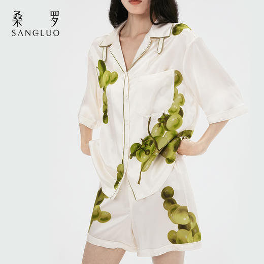 桑罗葡萄系列睡衣女士短套装25年春夏新品可外穿家居服情侣款 商品图4