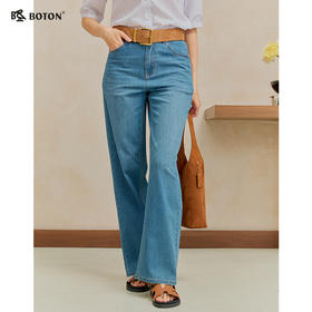 【“微瑕疵”新品特惠出清】波顿女士牛仔宽松高腰弹力直筒长裤*LE515126
