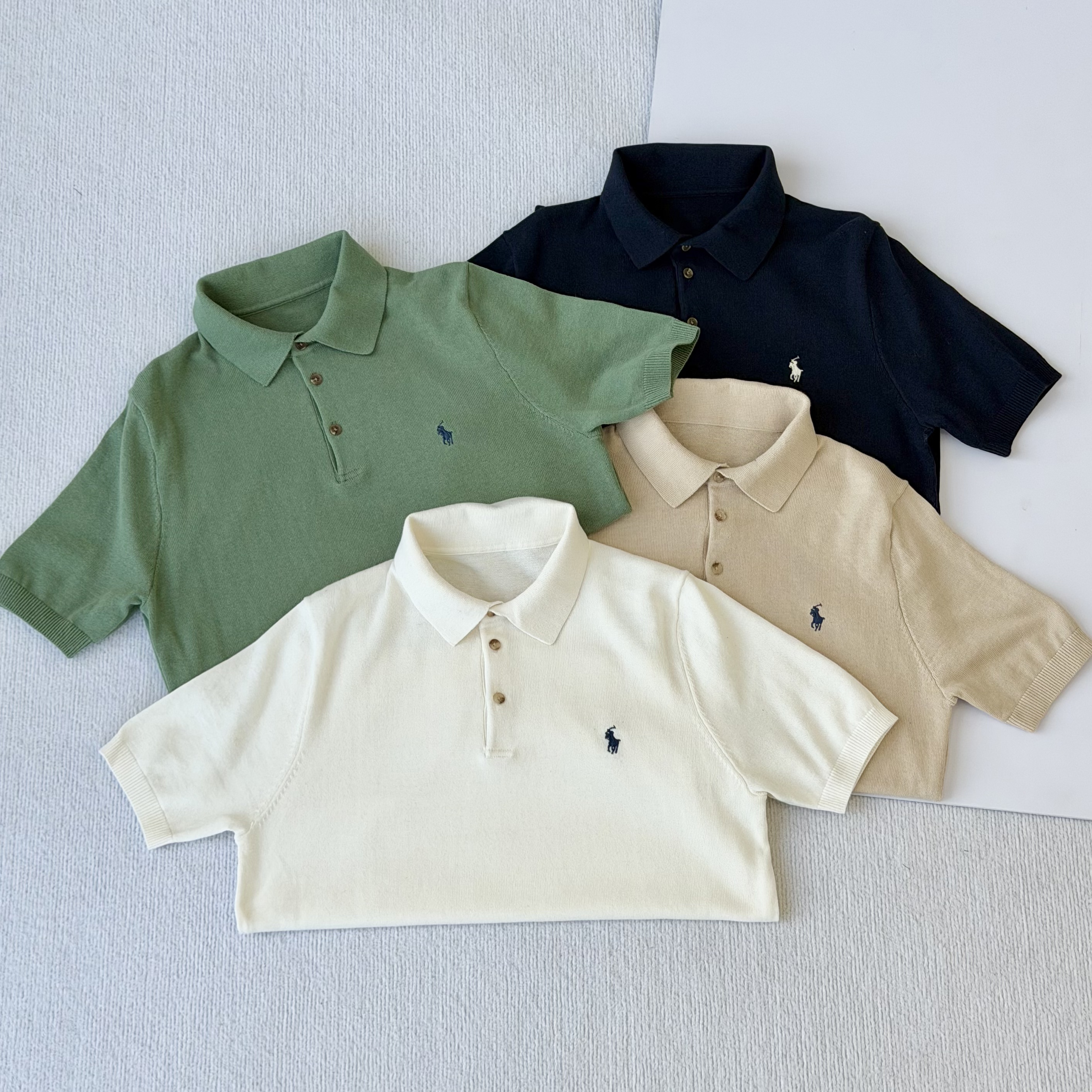 四色！独家纱线，诸城中纺订单，拉夫劳伦老钱风男士小马刺绣针织Polo短袖