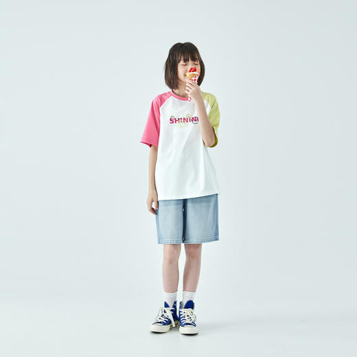 棵初2026年夏季新款亲子中大女童插肩拼色T恤凉感7A抗菌防晒短袖 商品图1