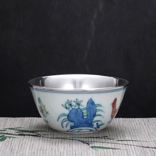 子佩集【鸡鸣富贵】S990银摆件【QF005】茶具品茗杯公鸡茶杯纯银内胆2509 商品图3