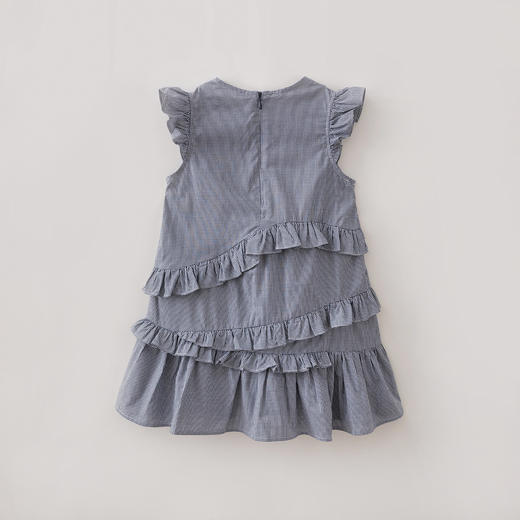 马克珍妮复古格纹女童花边连衣裙2026年夏装新款560826 商品图1