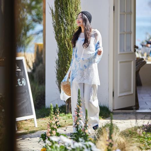 【林栖设计小店】植物染色|手工植物蓝金线顺纡绉优雅百搭2026夏新款披肩2962025 商品图3