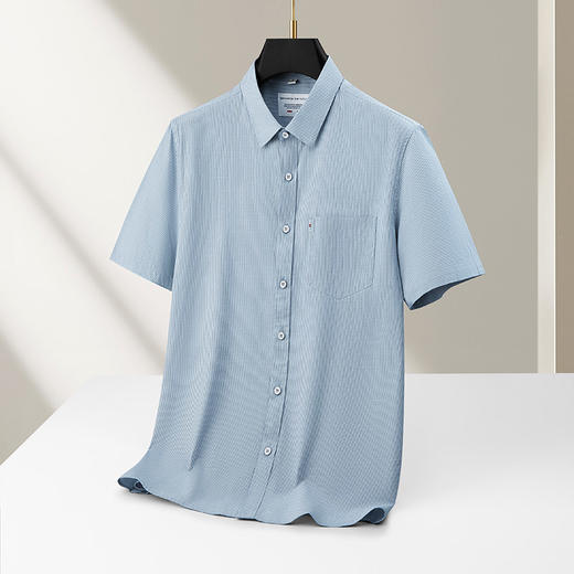 【DKP】【纯棉】大依优型大码男装条纹短袖衬衫商务休闲百搭T恤上衣 商品图1