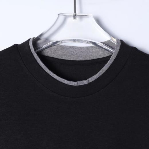 SDSA男装2026新款高贵轻奢简约领口拼接撞色圆领短袖T恤百搭时尚 商品图1