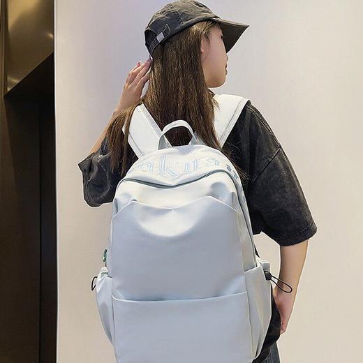 学生书包女大学生韩版大容量简约纯色背包初中高中生双肩包女潮 商品图3