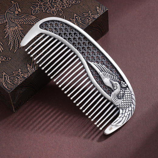 子佩集【凤舞情长】S999银梳子【HSSZ001】纯银凤凰2509 商品图7