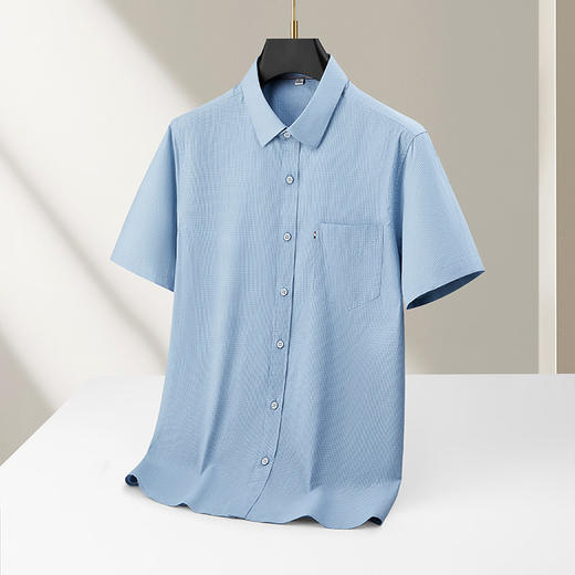 【DKP】【莱赛尔】大依优型大码男装翻领格子衬衫短袖商务休闲百搭上衣 商品图1