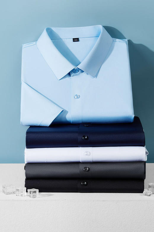 【DM】大依优型大码男装夏季弹力翻领短袖衬衫商务休闲百搭上衣T恤350斤 商品图5