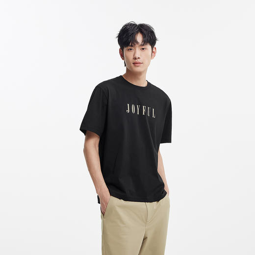 【99元任选2件】森马短袖T恤男夏季针织内搭小宽松字母印花圆领上衣经典基础百搭 商品图2