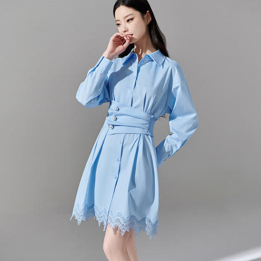 芳外简约通勤衬衫连衣裙优雅收腰休闲A字裙女8I24AL0242 商品图2