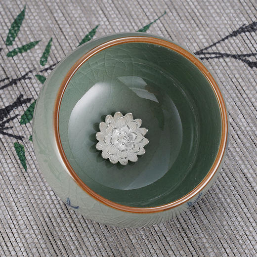 子佩集S990【寒梅傲雪】摆件【SR001】纯银茶具冰裂纹梅兰竹菊茶杯景德镇手绘2508 商品图1