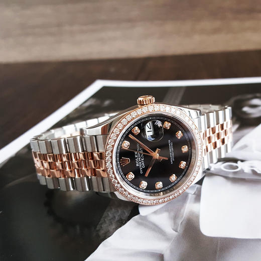 【95新】ROLEX 劳力士126281RBR-0007天文台认证自动机械机芯日期显示36MM（中性款）日志型系列蚝式钢/18k玫瑰金表圈镶嵌原厂钻石120226AK47 商品图5