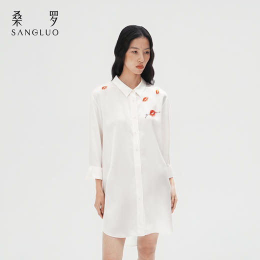 璀璨】吻系列桑罗睡裙情侣睡衣女印花衬衫裙可外穿 商品图4