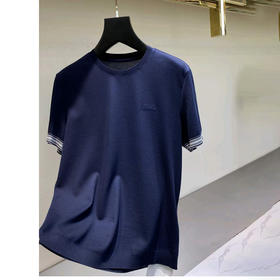 轻奢经典小字母刺绣撞色袖口休闲百搭短袖男士T恤   YH-6339