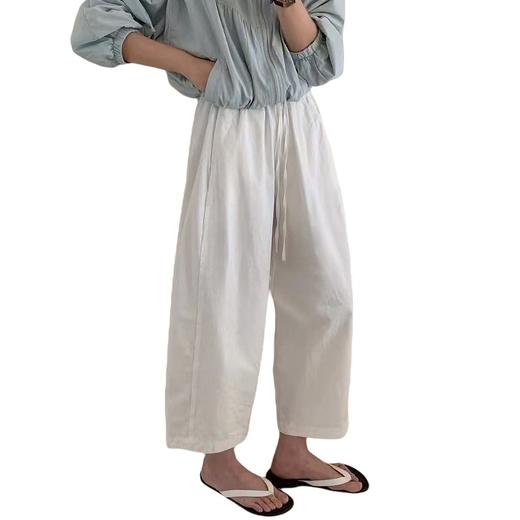 韩系小个子阔腿裤 休闲九分裤~夏季薄款洗水棉质宽松裤子 纸片裤子 商品图1