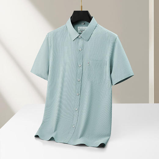 【DKP】【纯棉】大依优型大码男装条纹短袖衬衫商务休闲百搭T恤上衣 商品图2