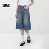 森马牛仔裤女夏季分割宽松直筒裤时尚街头复古休闲风酷飒风六分裤 商品缩略图1