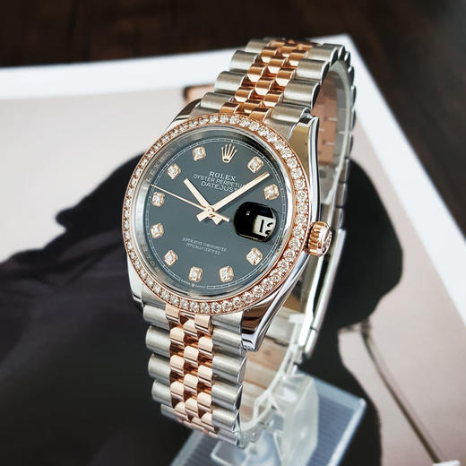 【95新】ROLEX 劳力士126281RBR-0007天文台认证自动机械机芯日期显示36MM（中性款）日志型系列蚝式钢/18k玫瑰金表圈镶嵌原厂钻石120226AK47 商品图2