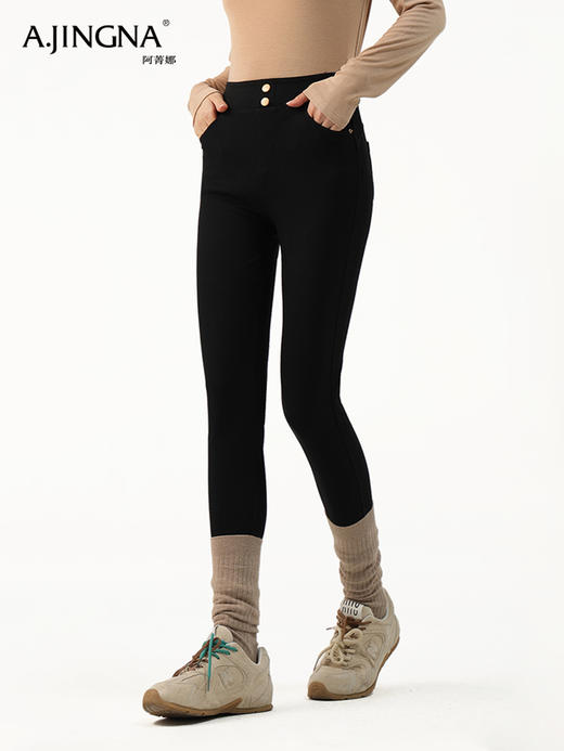 【润肤显瘦】阿菁娜春夏高腰弹力基础好搭修身牛油果小脚裤F31C210018 商品图2