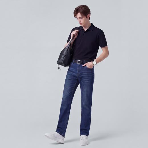 【含棉】圣得西牛仔裤男款2026新款春季日常百搭修身显瘦直筒长裤 商品图4