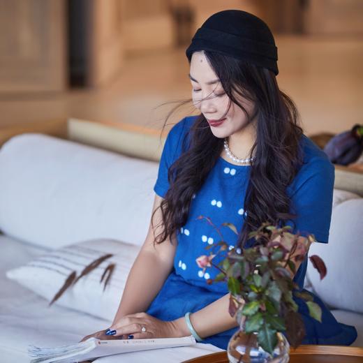 【林栖设计小店】植物染色|手工植物蓝萤虫绞婴儿棉荷叶边2026夏新款T恤1962022 商品图3