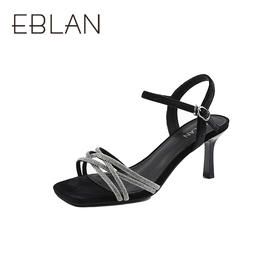 伊伴2026夏季新职场闺房风钻带豹纹高跟鞋B26369101