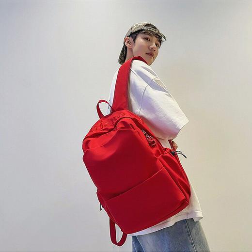 学生书包女大学生韩版大容量简约纯色背包初中高中生双肩包女潮 商品图1