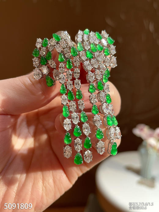 玻璃种艳绿耳坠【5091809】具体价格微信咨询 商品图5