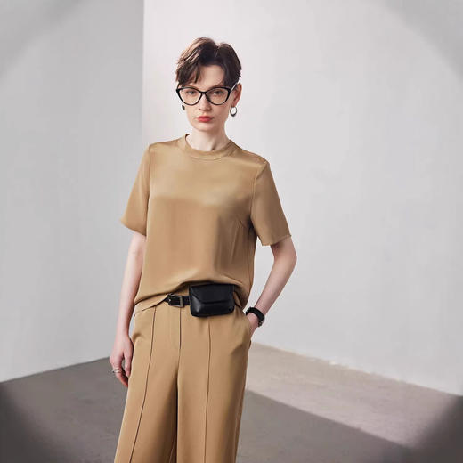 30姆米重磅2026新款春夏纯色圆领短袖外搭内穿时尚女士上衣 商品图3