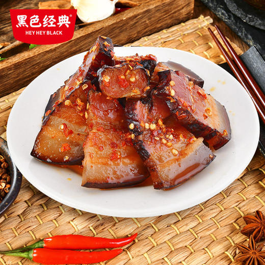 黑色经典湘西腊肉开袋即食装手撕腊肉办公休闲零食湖南特产小吃 商品图3