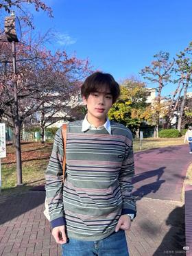 MIU家情侣新款条纹长袖