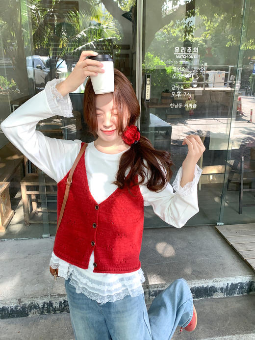 <曾小咸推荐>3.16现货秒杀 ！微信超特价！韩系蕾丝下摆t恤 日常159.99 立减80 秒杀79.99！红色马甲 秒杀59.99！加绒牛仔裤 秒杀99.99！ 商品图8