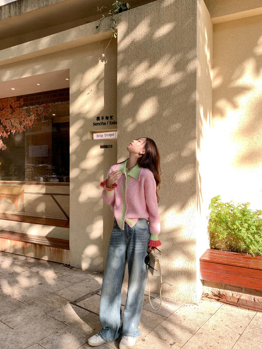 <曾小咸推荐>3.16现货秒杀 ！微信超特价！韩系撞色翻领毛衣 日常219.99 立减130 秒杀89.99！！ 商品图9