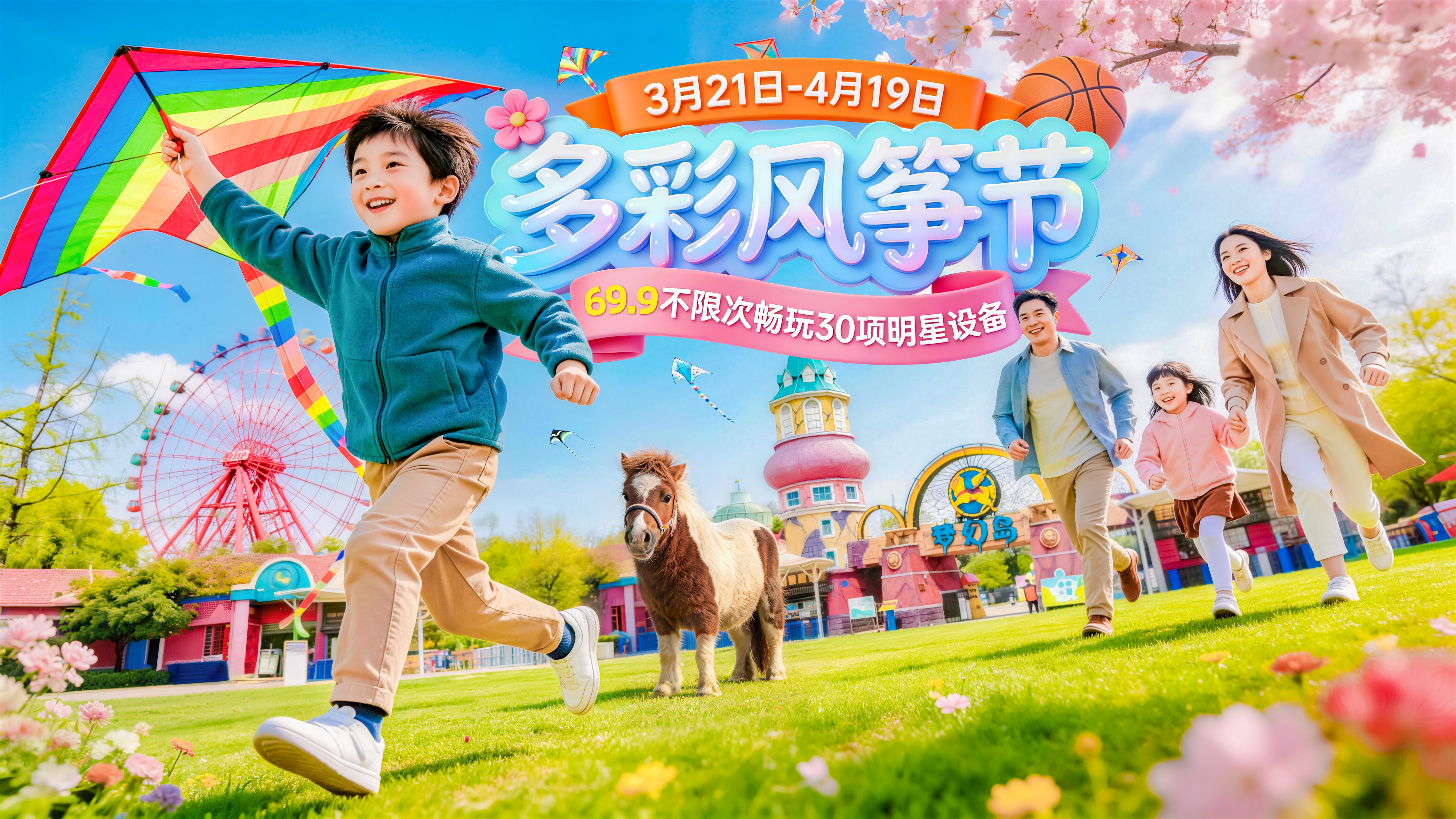 早鸟预售【南湖梦幻岛】风筝节49.9元单人票/亲子票，单人票指定项目当天不限次畅玩，人像采集，免费入园