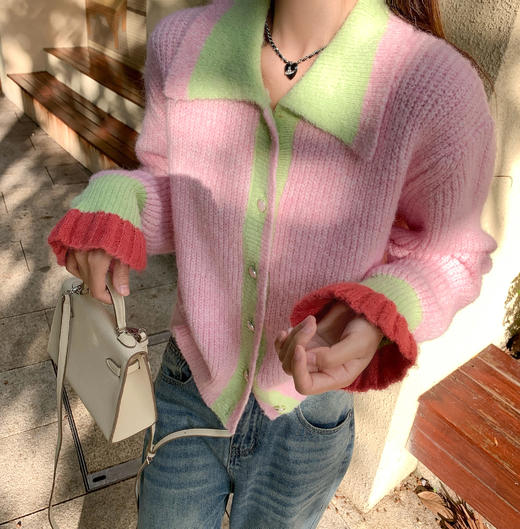 <曾小咸推荐>3.16现货秒杀 ！微信超特价！韩系撞色翻领毛衣 日常219.99 立减130 秒杀89.99！！ 商品图10