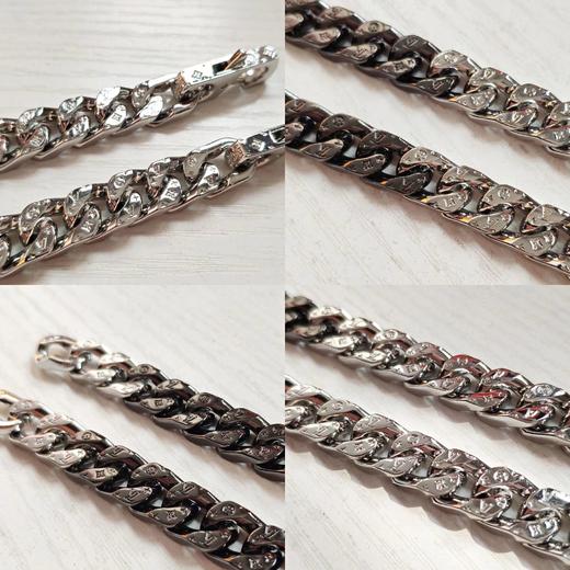 F031422黑银拼色古巴手链简约设计精钢白金限定老花手链 商品图3