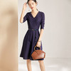 剩S 【透气梭织裙子】新款秋季透气梭织花纹V领长袖连衣裙 商品缩略图1