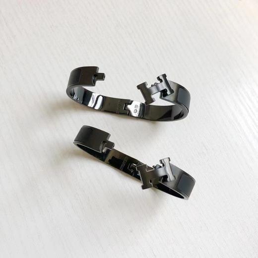F031426简约时尚帅气十足珐琅雾面磨砂哑光黑武士手镯 商品图2