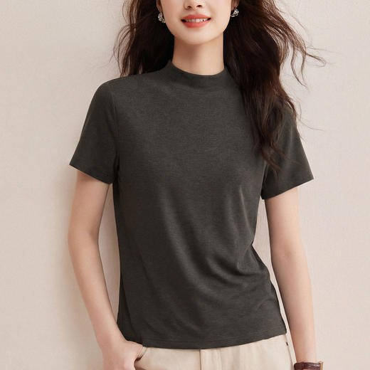 「自j」全新升级【铂金会员119/天猫159/差价40】(73227)洛诗琳新款三合一面膜T2026夏季兰精天丝小立领短袖T恤女 商品图3