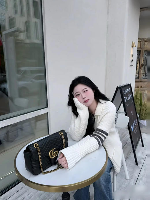 Gucci 双g 马蒙 黑金 牛皮 大号 链条包 商品图3