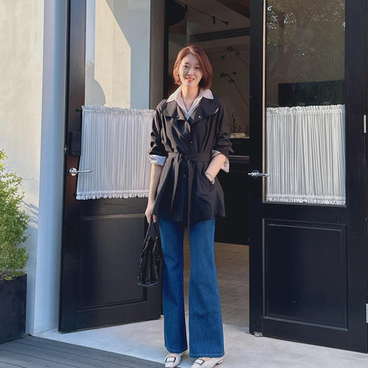 火桐hooton 露珠系列 丝毛精纺色织短风衣ZB2525 商品图6