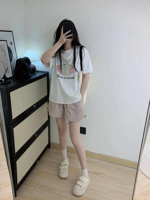 F031407卡通小狗看书印花圆领二次元减龄少女感短袖T恤 商品图9