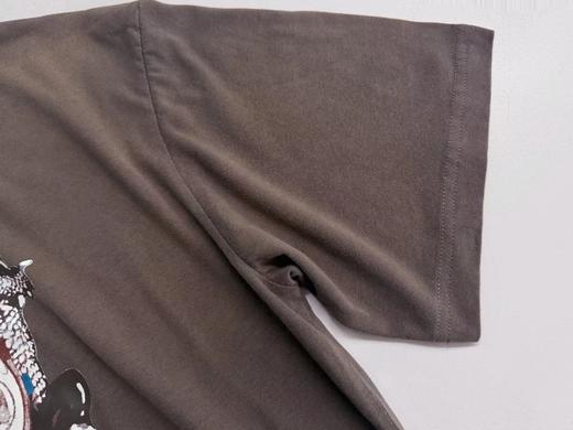 F031447咖灰色休闲舒适复古艺术感卡通怪兽水洗短袖 商品图2