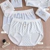 女士无缝内裤清新蓝调裸氨棉三角裤舒适透气女印花英伦风内裤3393 商品缩略图0